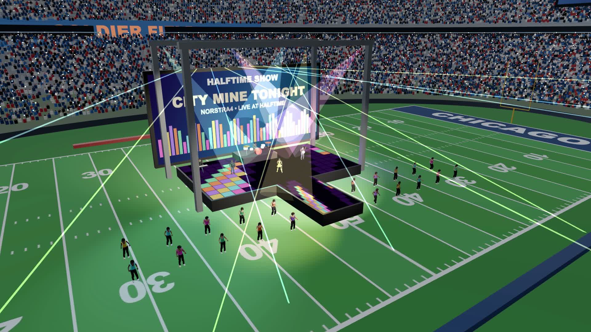 The game's halftime stage with performers